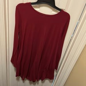 Deep red t shirt dress, long sleeve with pockets size 2x